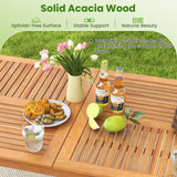 Tangkula 9 Pieces Patio Dining Table Set- Wood Rectangular Dining Table with 1.96” Umbrella Hole and 8 Chairs