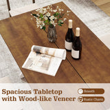 Tangkula 55 Inch Dining Table for 4-6 People Rectangular Kitchen Table with Solid Wood Trestle Base