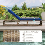 7-Position Adjustable PE Rattan Outdoor Chaise Lounge Chair
