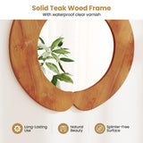 Tangkula Irregular Wall Mirror with Teak Wood Frame