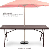 Tangkula 6' Center Folding Table Portable Rattan Design Indoor Outdoor Use with Carrying Handle