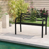 Tangkula Geometric Style Outdoor Metal Garden Park Bench for 2