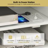 Tangkula 55''L Corner TV Stand with Power Outlet, TV Console Table with 4 Open Storage Shelves