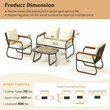 Tangkula Outdoor Conversation Set with Tempered Glass Coffee Table