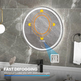 Tangkula LED Bathroom Mirror, Wall Mounted Round Mirror w/ 3-Color Dimmable Lights