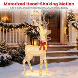Tangkula 5.2 FT Christmas Lighted Reindeer, 3D Pre-lit Head-Shaking Buck