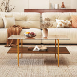 Tangkula 2-Tier Glass Coffee Table