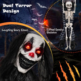Tangkula 70" Halloween Animated Life-Size Clown Catching Skeleton Doll