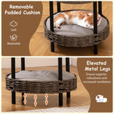 Tangkula 2-Tier Rattan Cat Nest