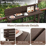 Tangkula Outdoor Bar Table, 48 Inch Patio Pub Height Table with Storage Shelf & Adjustable Foot Pads