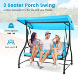 Tangkula 3 Person Porch Swing, 2-in-1 Convertible Patio Swing Bed with Removable Cushions