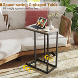 Tangkula C-Shaped End Table Slide Under Couch TV Tray