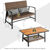 Tangkula 2 Pieces Patio Wicker Furniture Set with 4D Air Fiber Cushion