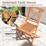 Tangkula Teak Wood Folding Patio Chairs Set of 2/4 with X-Shaped Support