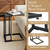 Tangkula C-Shaped End Table with Metal Frame for Living Room Bedroom Office