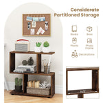 2 Tier Geometric Bookshelf, Freestanding Wood Display Shelf - Tangkula
