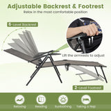 Tangkula Outdoor Lounge Chairs Set of 1/2, Patio Folding Chaise Recliner with 6-Level Backrest