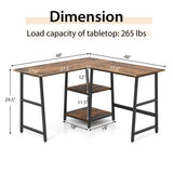 L Shaped Desk, Space Saving Corner Desk w/ 2 Tier Storage Shelves