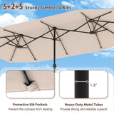 Tangkula 13 FT Large Patio Umbrella w/LED Solar Lights