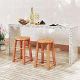 Tangkula Outdoor Wood Bar Stools Set with Round Seat
