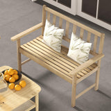 Tangkula Outdoor Teak Wood Garden Bench, 2-Person Patio Bench with Backrest and Armrests