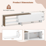 Tangkula White TV Stand with 2 Wall Shelves