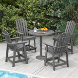Tangkula Outdoor Bar Stool, HDPE Tall Adirondack Chair with Armrest & Footrest