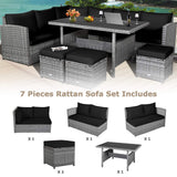 Tangkula 7 Pieces Patio Furniture Set for Backyard Garden Poolside