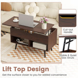 Tangkula Lift Top Coffee Table with Hidden Compartment & 2 Open Shelves