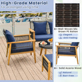 Tangkula 7 Piece Outdoor Conversation Set, Patiojoy Rattan Chair Set with 2 Coffee Tables & 2 Ottomans
