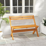 Tangkula Foldable Acacia Wood Outdoor Bench