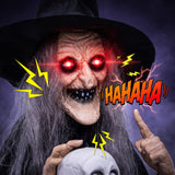 Tangkula 6.3 FT Animated Halloween Standing Talking Witch with Skull