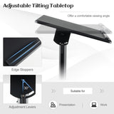 Tangkula Mobile Lectern Podium, Height-Adjustable Rolling Laptop cart with Tilting Top, Storage Tray & Cup Holder