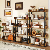 Tangkula 3-Tier Bookshelf Multipurpose Wood Standing Display Rack with Back and Side Panels