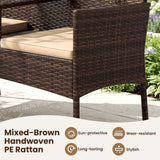 Tangkula Patio Loveseat with Built-in Table