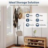Tangkula Coat Rack Freestanding, Heavy Duty Metal Coat Tree with 8 L-Shaped Hooks & Adjustable Heights
