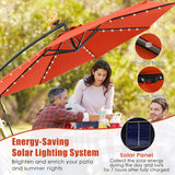 Tangkula 10 Ft Patio Offset Umbrella, 40 LED Lighted Market Umbrella W/8 Sturdy Ribs, Easy Tilt Adjustment & Crank (Orange)