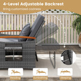 Tangkula Patio Rattan Daybed with 4-Level Adjustable Backrest