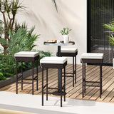 Tangkula Patio Rattan Barstools Set, Outdoor Wicker Bar Height Chairs with Footrest & Soft Cushions