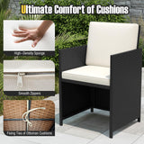 Tangkula 9 Piece Patio Dining Set with Tempered Glass Table & Ottoman
