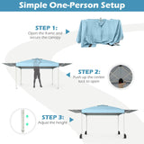 Tangkula 10x17 Ft Pop Up Canopy with Center Lock | Easy Setup Outdoor Canopy with 2 Adjustable Awnings
