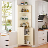 Tangkula 68 Inch Tall Corner Cabinet with 5 Shelves and 2 Fluted Doors for Bathroom