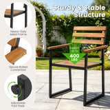 Tangkula Acacia Wood Patio Armchairs w/Heavy-Duty Metal Frame (2/3/4/6)
