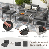 Tangkula 4 Piece Patio Aluminum Sofa Set, Contemporary Sofas & Coffee Table