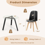 Tangkula Dining Table Set for 2 Small Round Kitchen Table with Tempered Glass Top