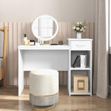 Tangkula White Desk with Drawer, Modern Computer Desk with Adjustable Shelf & Cable Hole, Wooden Computer Workstation for Home or Office