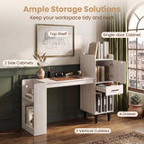 Tangkula Computer Desk with Storage Drawers & Bookshelf