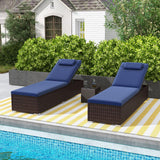 Tangkula Patio Chaise Lounge, Outdoor PE Rattan Lounge Chair w/ 6-Level Backrest