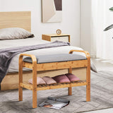 Tangkula 2 Tier Sturdy Shoe Rack with Flip Top Storage Space and Padded Cushion