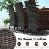Tangkula 11 Pieces Patio Dining Set with 15ft Double-Sided LED Patio Umbrella (Base Included)